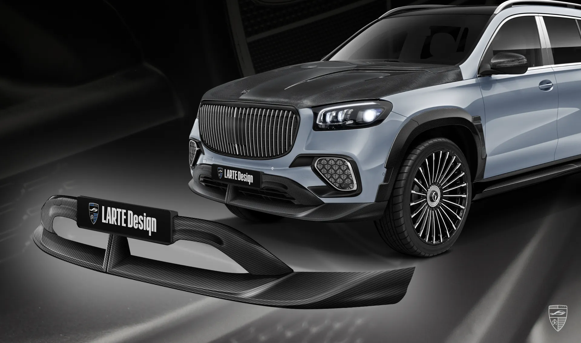 Карбоновая губа в обвесе для Mercedes Maybach GLS 600 X167 Facelift от LARTE Design