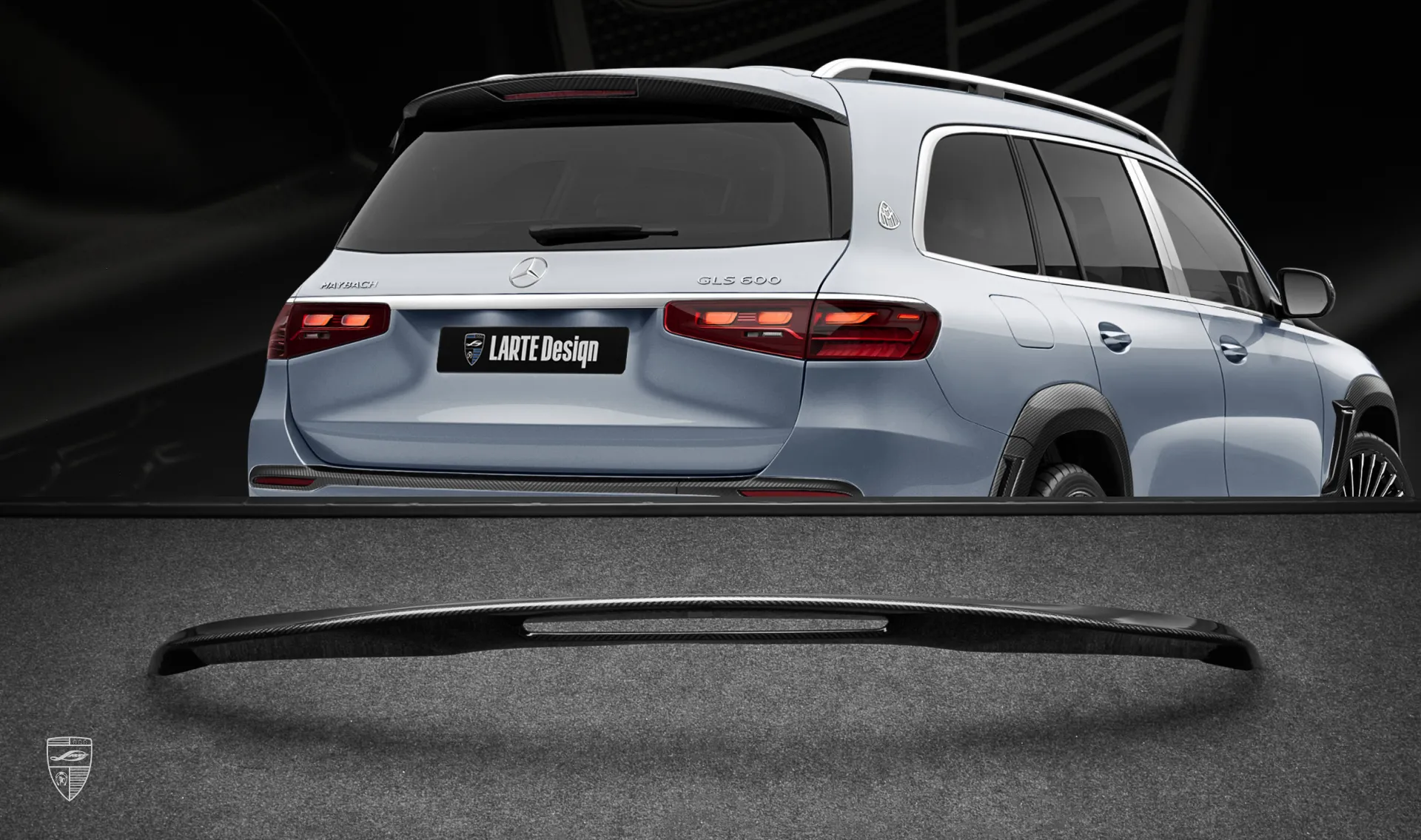 Обновление спойлера в карбоне в обвесе для Mercedes Maybach GLS 600 X167 Facelift от LARTE Design