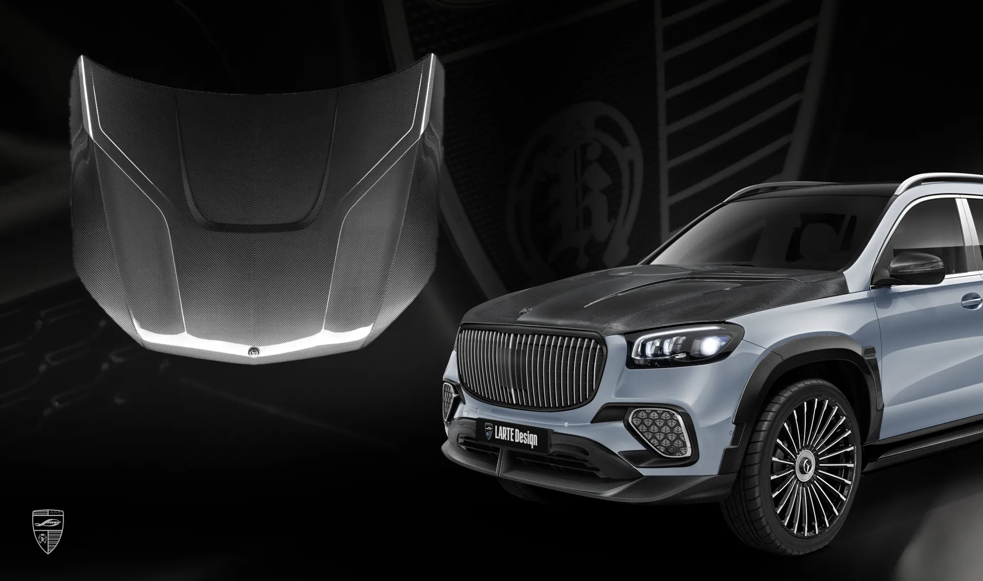Карбоновый капот для Mercedes-Maybach GLS 600 X167 Facelift 2025 Дизайнерский капот для Мерседес Майбах GLS 600 X167 Facelift 2025