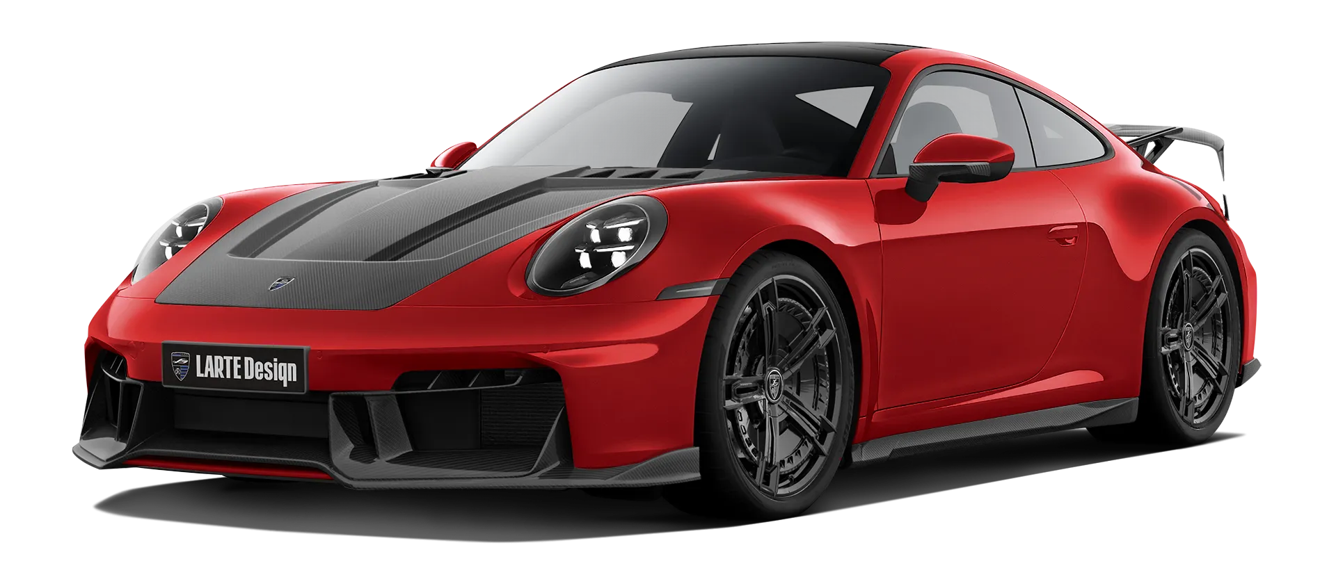 Porsche 911 Carrera 992.2 Facelift в цвете Guards Red с карбоновым обвесом