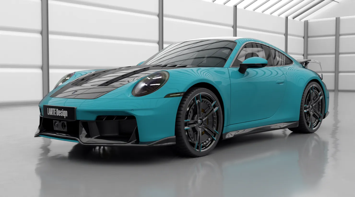 Перед под углом Porsche 911 Carrera 992.2 Facelift с кастомным обвесом