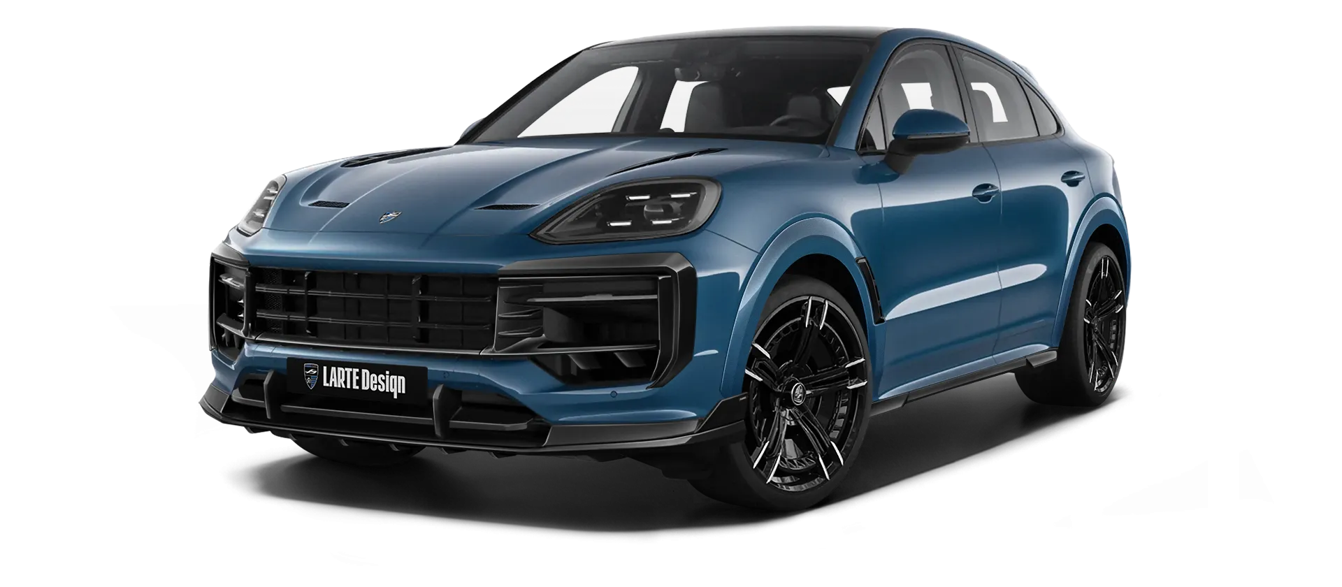 PORSCHE CAYENNE S COUPE 2024 - 2026 в цвете Mantego Blue с кастомным обвесом