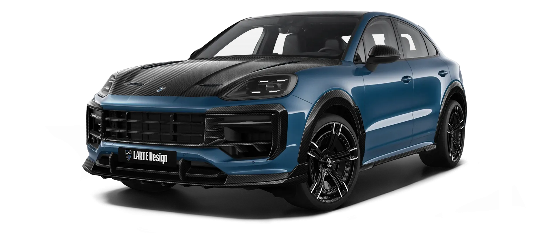PORSCHE CAYENNE S COUPE 2024 - 2026 в цвете Mantego Blue с карбоновым обвесом