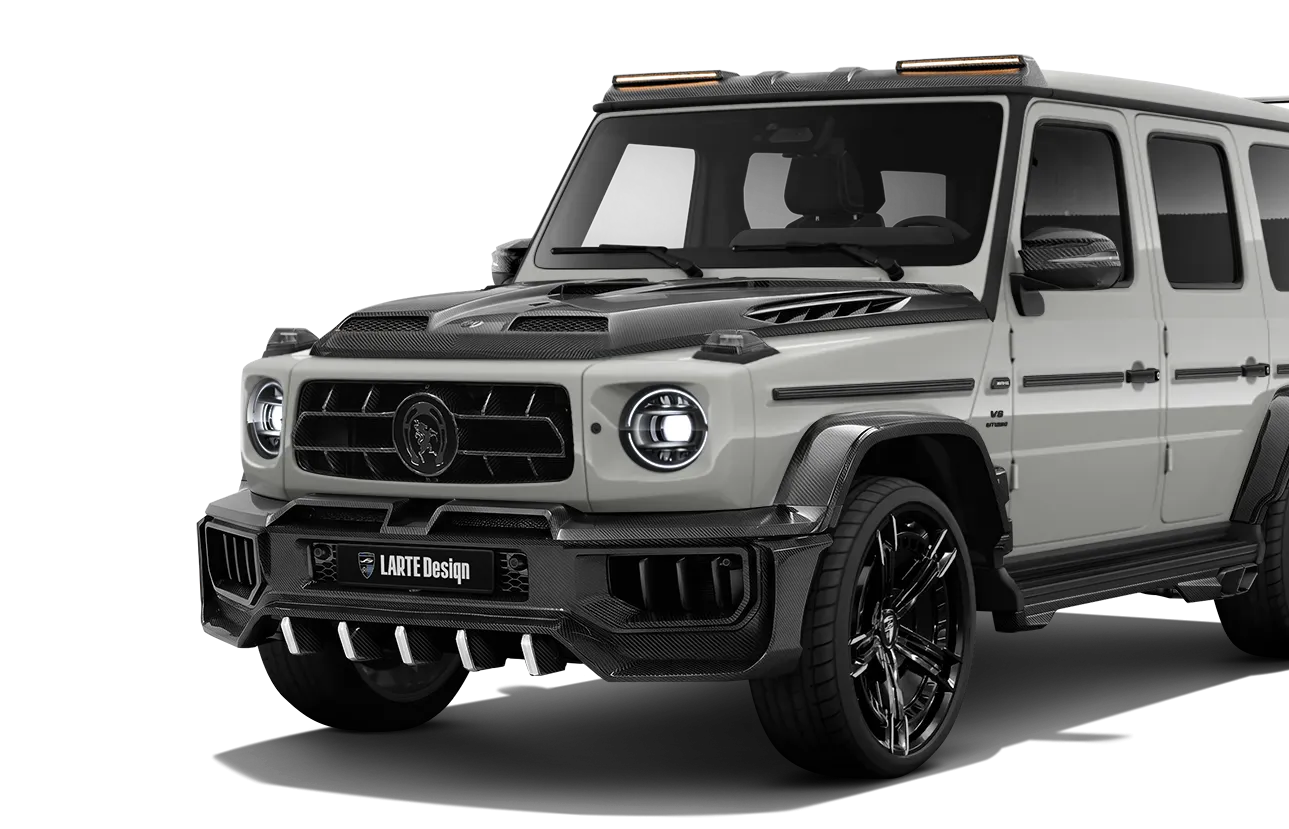 Mercedes‑AMG G 63 после рестайлинга с widebody‑китом, вид спереди три четверти